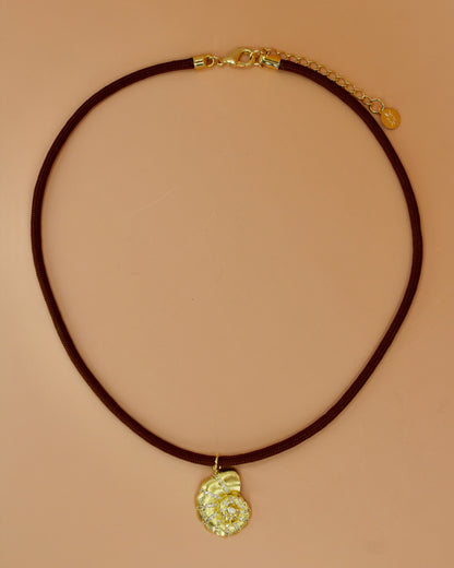 Handmade paracord necklace with gold shell charm, choose from two pendant options, coastal-inspired jewelry by Cuya.
