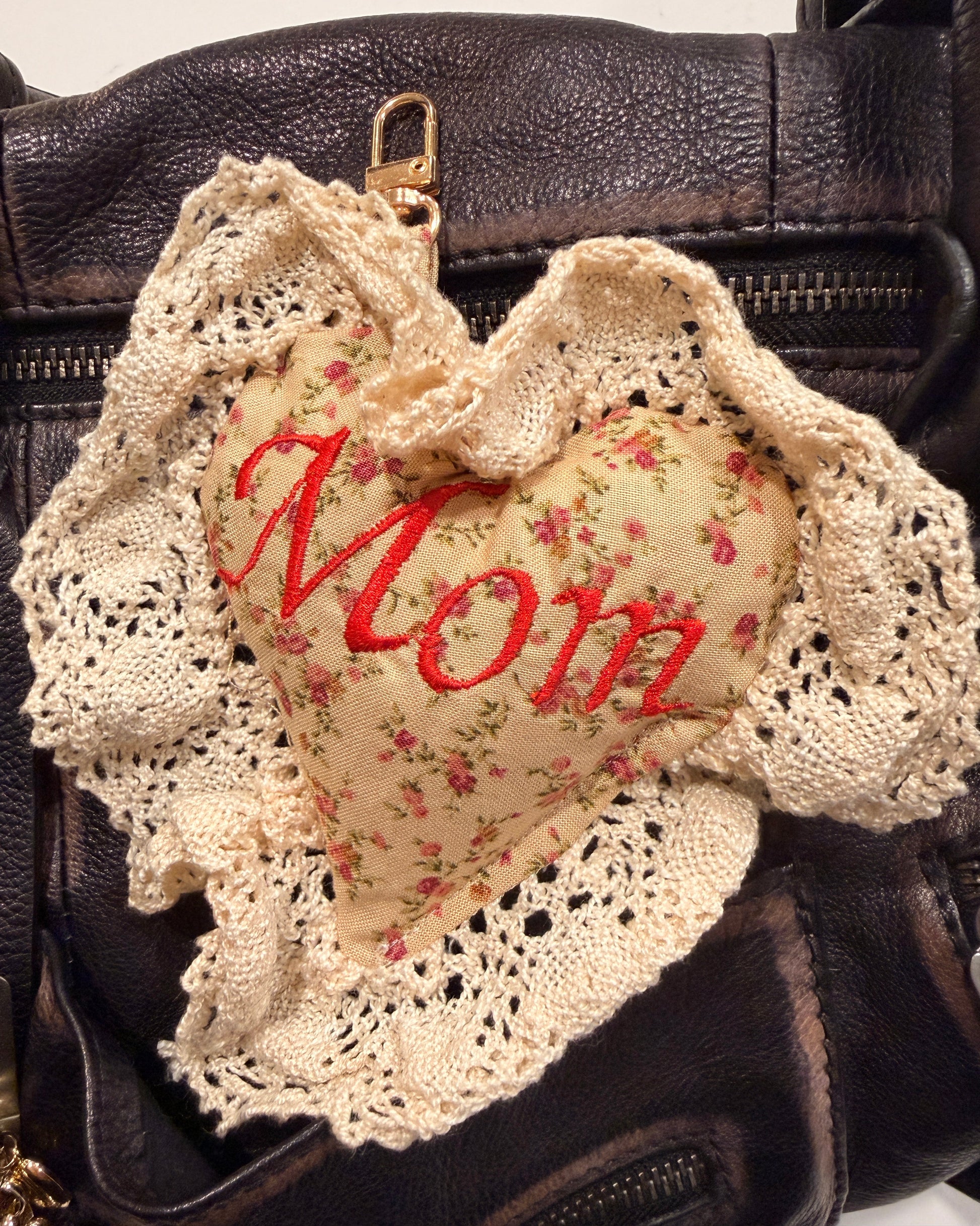 lace puffy heart bag charm mom accessory mothers day
