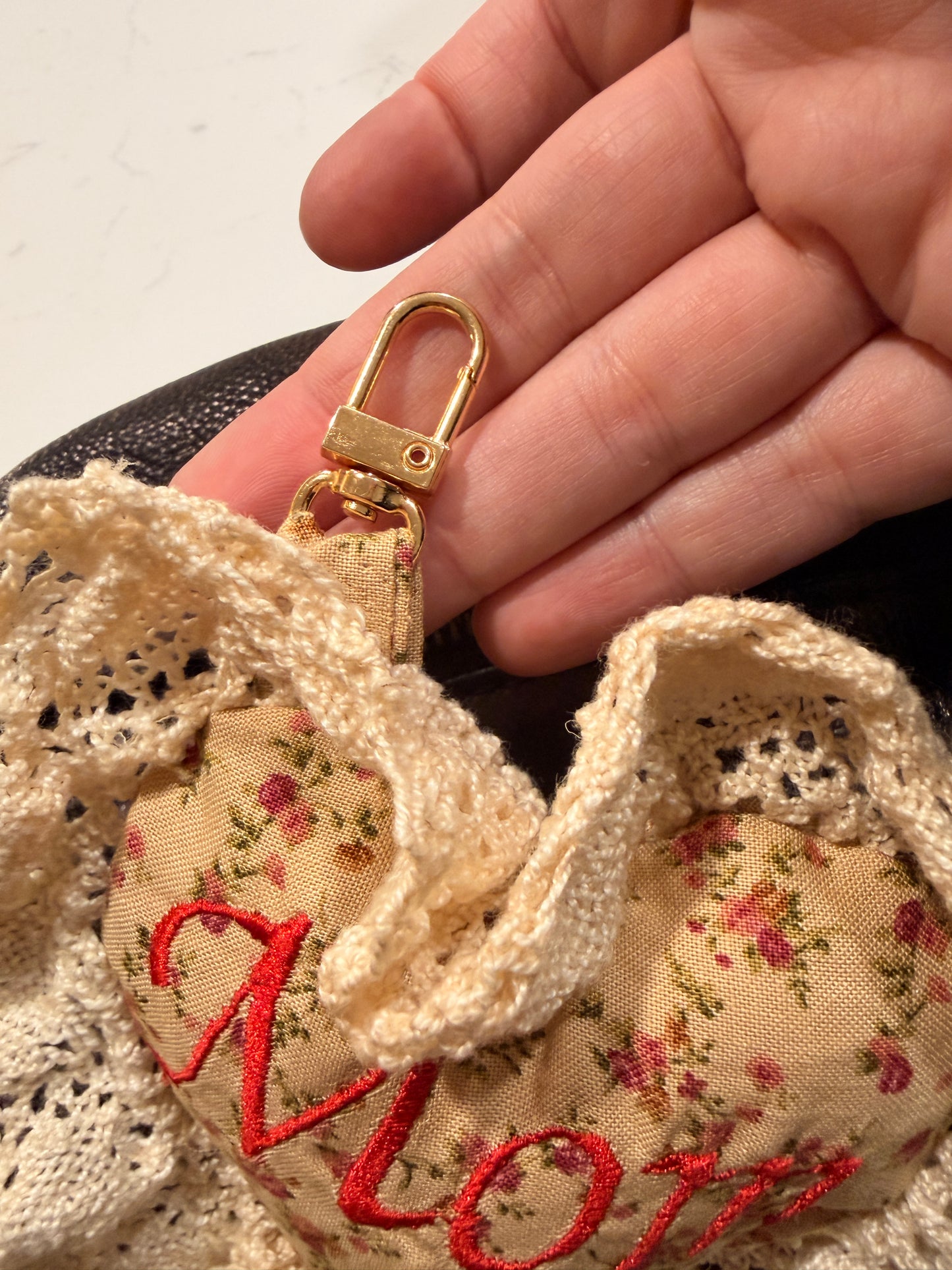 lace puffy heart bag charm mom accessory mothers day

