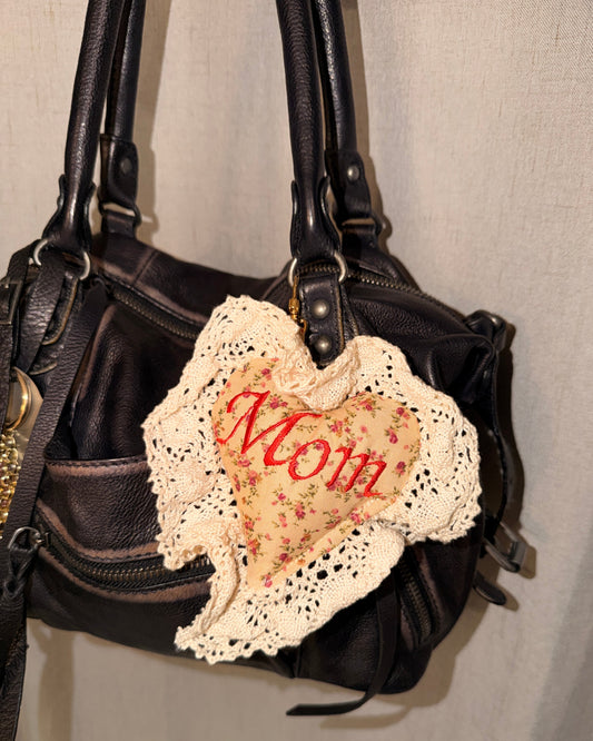 lace puffy heart bag charm mom accessory mothers day

