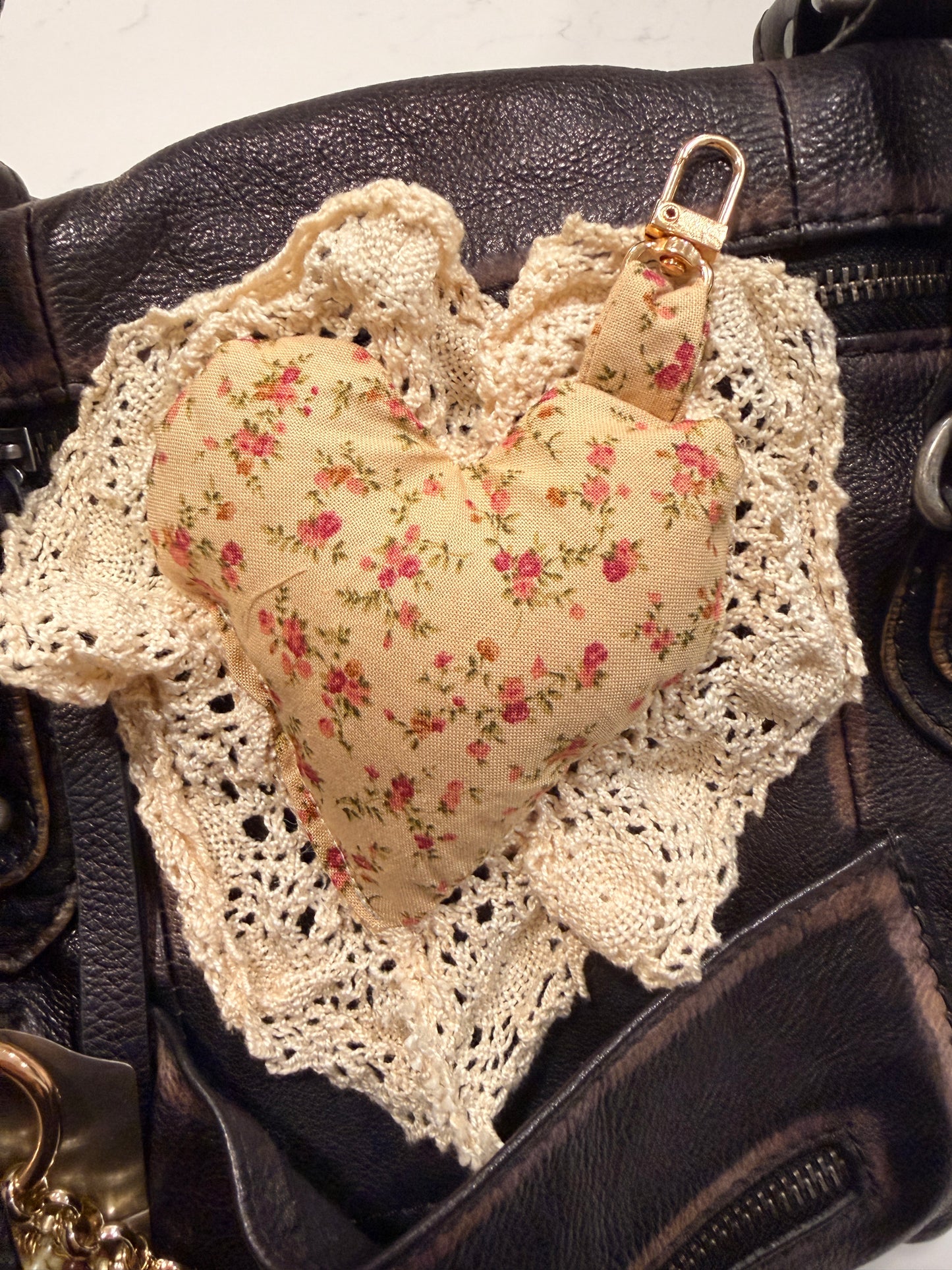 lace puffy heart bag charm mom accessory mothers day
