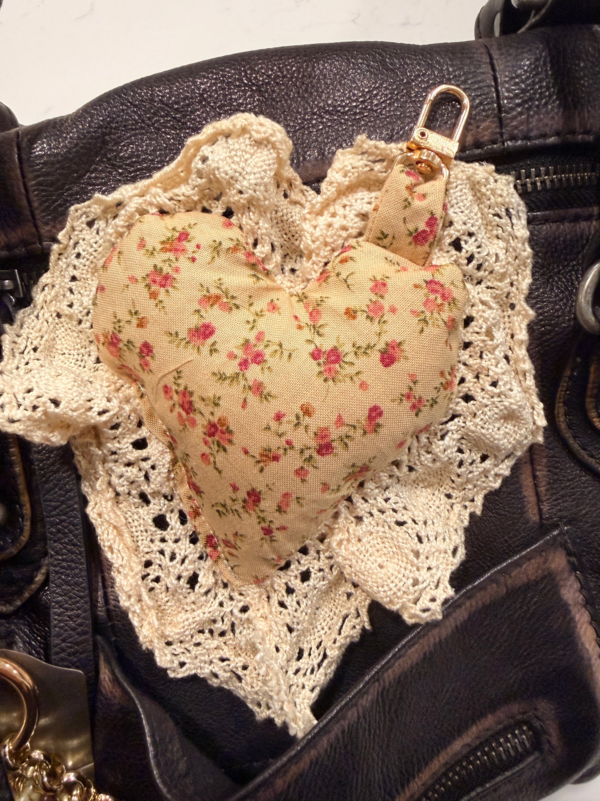lace puffy heart bag charm mom accessory mothers day
